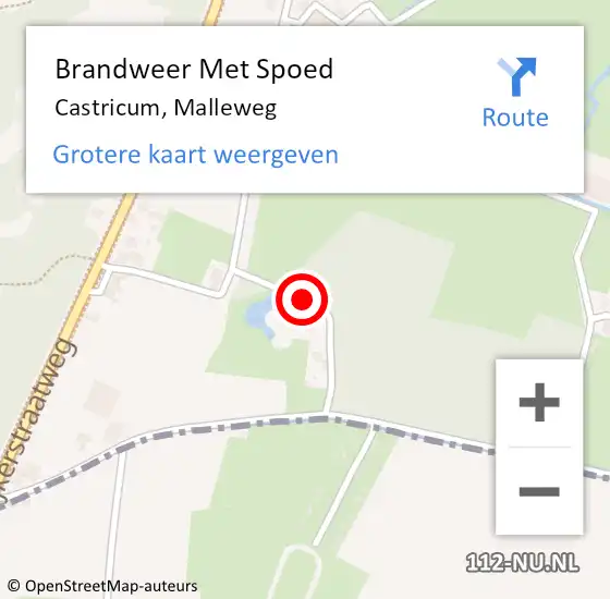 Locatie op kaart van de 112 melding: Brandweer Met Spoed Naar Castricum, Malleweg op 1 mei 2018 17:46