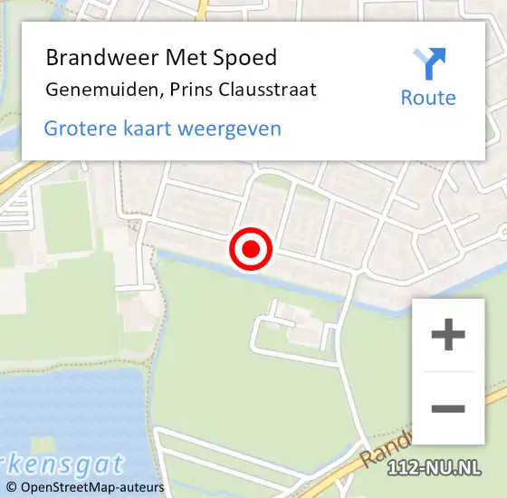 Locatie op kaart van de 112 melding: Brandweer Met Spoed Naar Genemuiden, Prins Clausstraat op 1 mei 2018 17:59