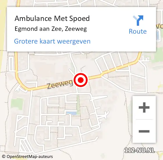 Locatie op kaart van de 112 melding: Ambulance Met Spoed Naar Egmond aan Zee, Zeeweg op 1 mei 2018 19:04