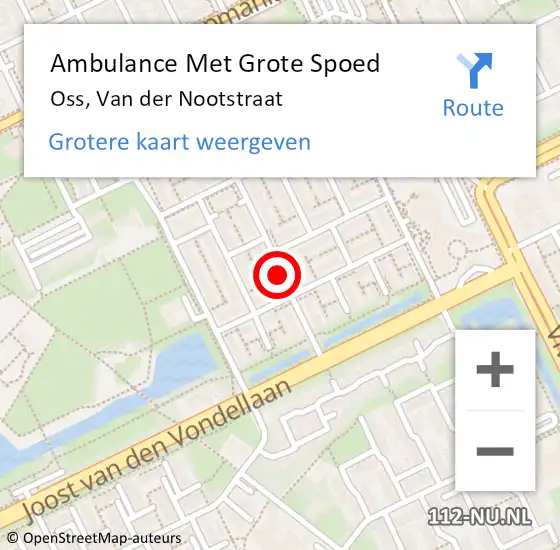 Locatie op kaart van de 112 melding: Ambulance Met Grote Spoed Naar Oss, Van der Nootstraat op 1 mei 2018 19:17