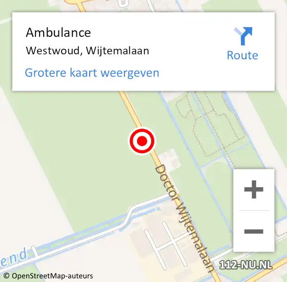 Locatie op kaart van de 112 melding: Ambulance Westwoud, Dr. Wijtemalaan op 1 mei 2018 23:28