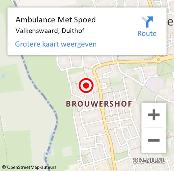 Locatie op kaart van de 112 melding: Ambulance Met Spoed Naar Valkenswaard, Duithof op 1 mei 2018 23:53