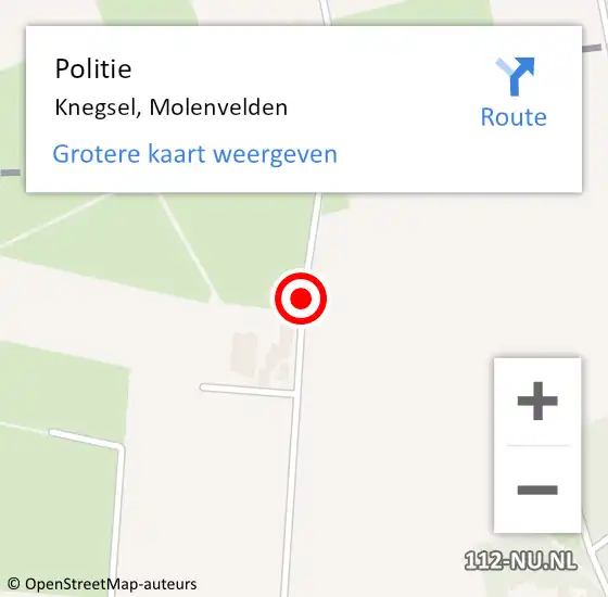 Locatie op kaart van de 112 melding: Politie Knegsel, Molenvelden op 2 mei 2018 00:07