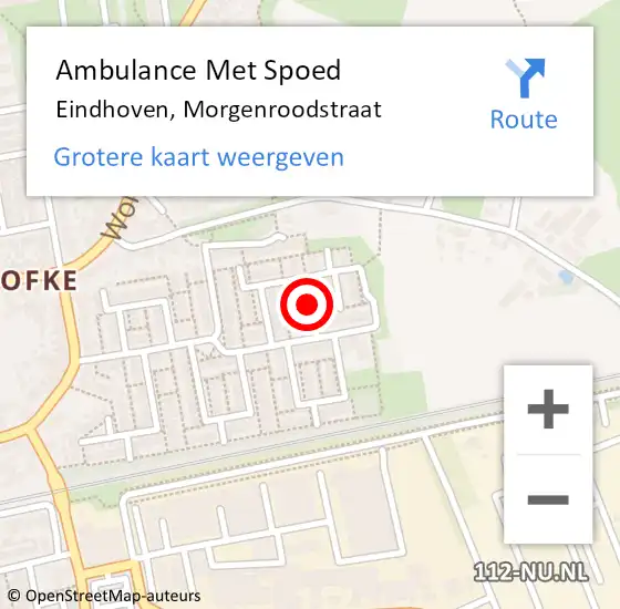 Locatie op kaart van de 112 melding: Ambulance Met Spoed Naar Eindhoven, Morgenroodstraat op 2 mei 2018 01:05