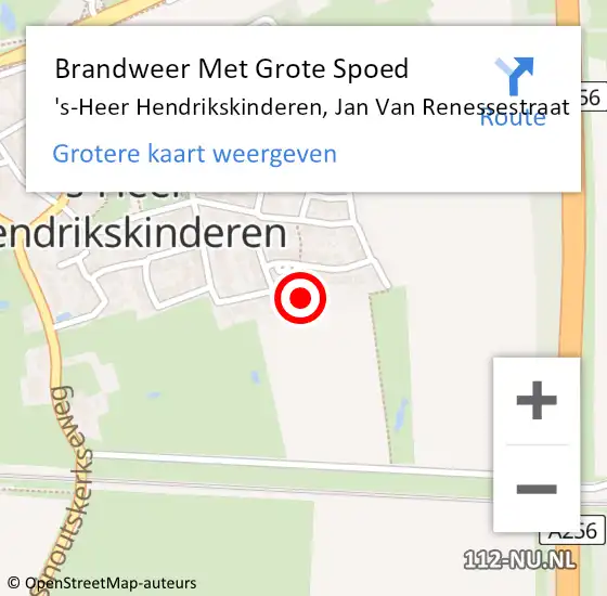 Locatie op kaart van de 112 melding: Brandweer Met Grote Spoed Naar 's-Heer Hendrikskinderen, Jan Van Renessestraat op 2 mei 2018 02:06