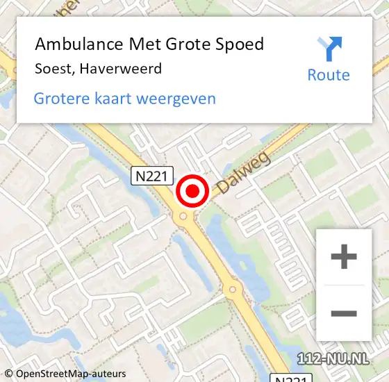 Locatie op kaart van de 112 melding: Ambulance Met Grote Spoed Naar Soest, Haverweerd op 2 mei 2018 02:15