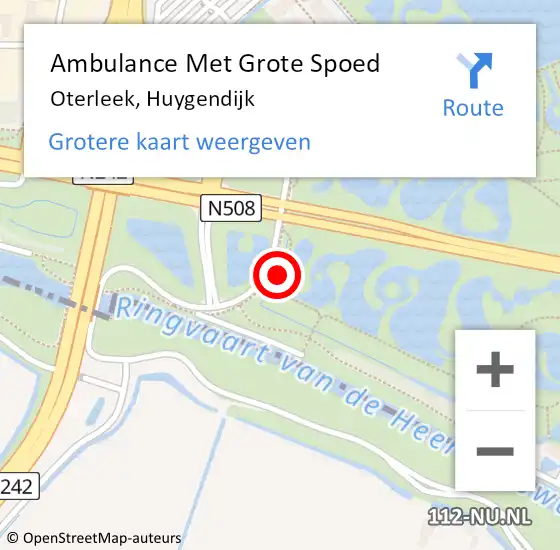 Locatie op kaart van de 112 melding: Ambulance Met Grote Spoed Naar Oterleek, Huygendijk op 2 mei 2018 04:40