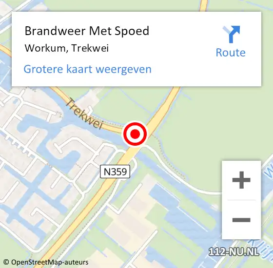 Locatie op kaart van de 112 melding: Brandweer Met Spoed Naar Workum, Trekwei op 2 mei 2018 06:13