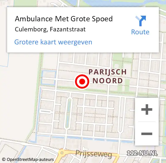 Locatie op kaart van de 112 melding: Ambulance Met Grote Spoed Naar Culemborg, Fazantstraat op 2 mei 2018 07:21