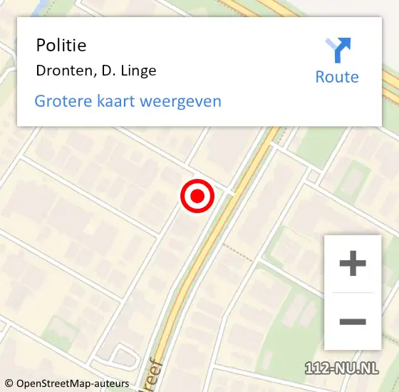 Locatie op kaart van de 112 melding: Politie Dronten, D. Linge op 2 mei 2018 07:34