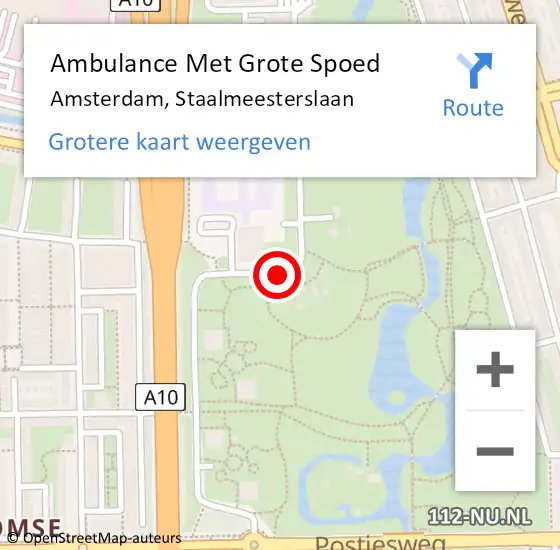 Locatie op kaart van de 112 melding: Ambulance Met Grote Spoed Naar Amsterdam, Staalmeesterslaan op 2 mei 2018 08:10