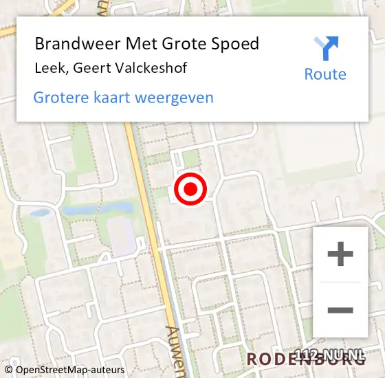 Locatie op kaart van de 112 melding: Brandweer Met Grote Spoed Naar Leek, Geert Valckeshof op 23 september 2013 13:21