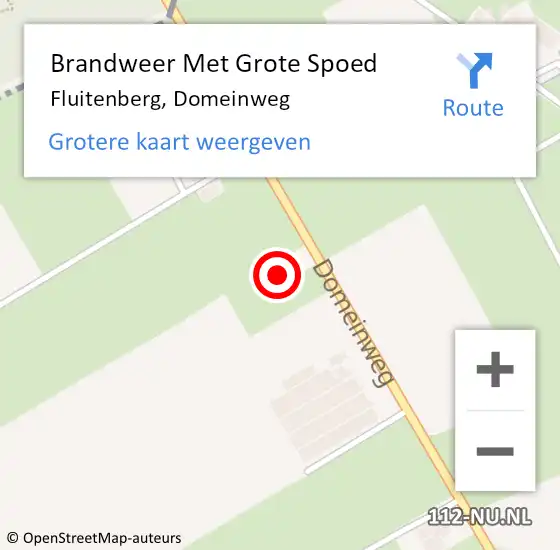 Locatie op kaart van de 112 melding: Brandweer Met Grote Spoed Naar Fluitenberg, Domeinweg op 24 februari 2014 01:32
