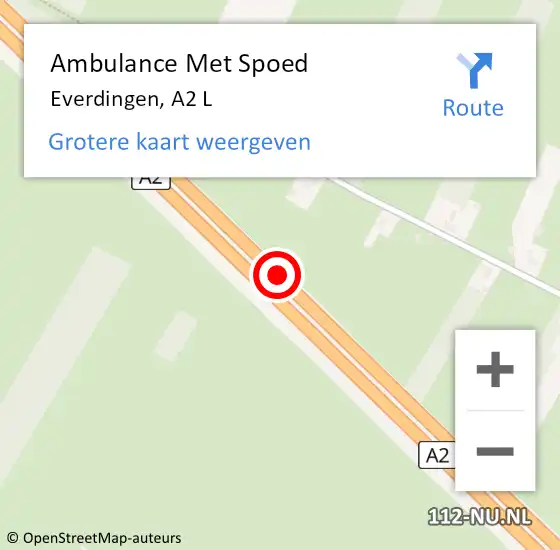 Locatie op kaart van de 112 melding: Ambulance Met Spoed Naar Everdingen, A2 L op 2 mei 2018 09:52