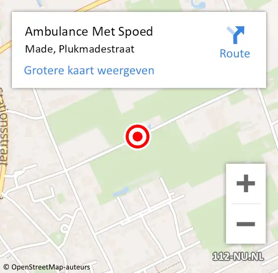 Locatie op kaart van de 112 melding: Ambulance Met Spoed Naar Made, Plukmadestraat op 2 mei 2018 10:26