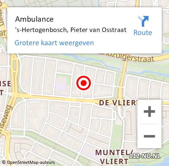 Locatie op kaart van de 112 melding: Ambulance 's-Hertogenbosch, Pieter van Osstraat op 2 mei 2018 10:35