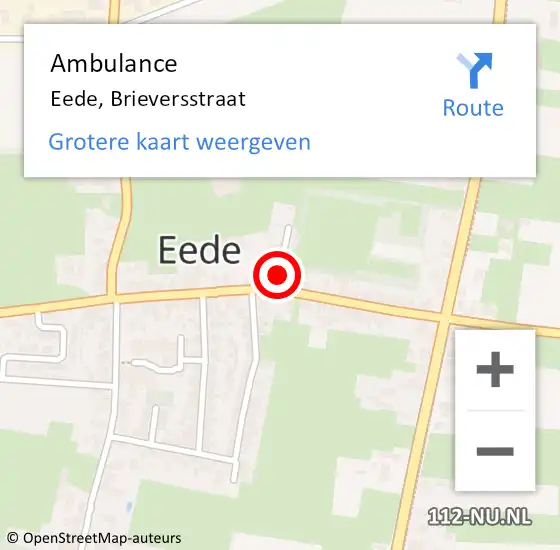 Locatie op kaart van de 112 melding: Ambulance Eede, Brieversstraat op 2 mei 2018 10:41