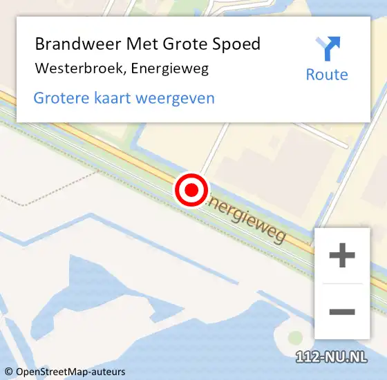 Locatie op kaart van de 112 melding: Brandweer Met Grote Spoed Naar Westerbroek, Energieweg op 2 mei 2018 10:52
