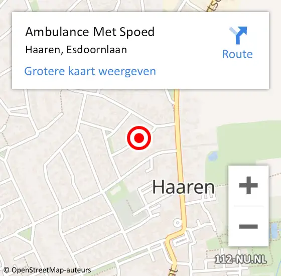 Locatie op kaart van de 112 melding: Ambulance Met Spoed Naar Haaren, Esdoornlaan op 2 mei 2018 11:16