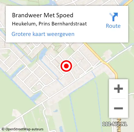 Locatie op kaart van de 112 melding: Brandweer Met Spoed Naar Heukelum, Prins Bernhardstraat op 2 mei 2018 11:26