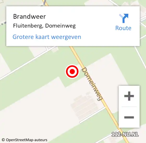 Locatie op kaart van de 112 melding: Brandweer Fluitenberg, Domeinweg op 24 februari 2014 02:19