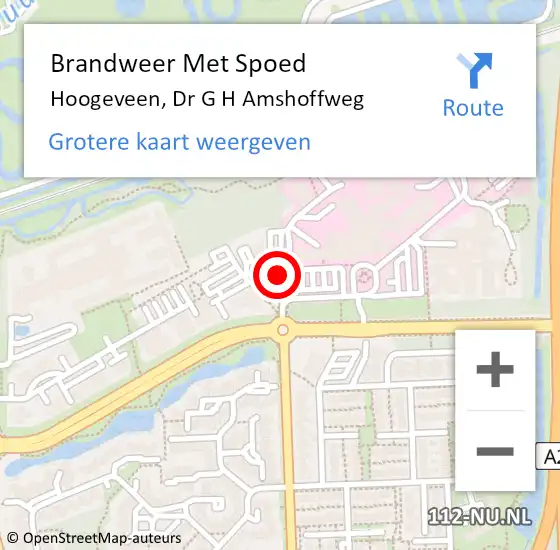 Locatie op kaart van de 112 melding: Brandweer Met Spoed Naar Hoogeveen, Dr G H Amshoffweg op 2 mei 2018 11:33