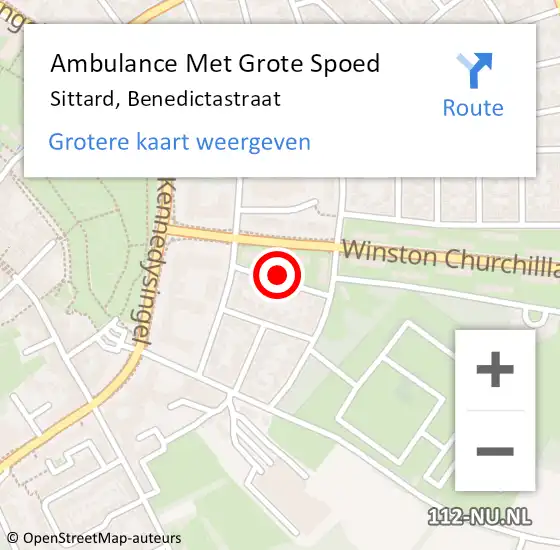 Locatie op kaart van de 112 melding: Ambulance Met Grote Spoed Naar Sittard, Benedictastraat op 24 februari 2014 02:28