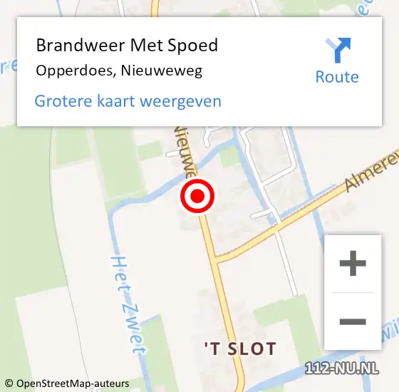 Locatie op kaart van de 112 melding: Brandweer Met Spoed Naar Opperdoes, Nieuweweg op 2 mei 2018 12:47