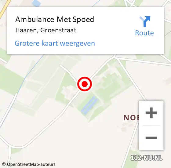 Locatie op kaart van de 112 melding: Ambulance Met Spoed Naar Haaren, Groenstraat op 2 mei 2018 12:53