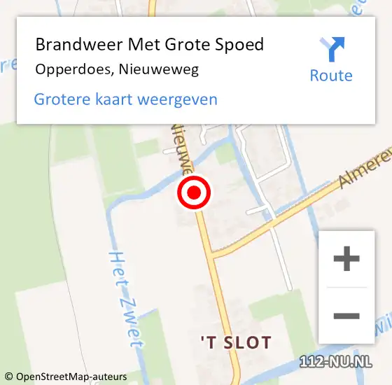 Locatie op kaart van de 112 melding: Brandweer Met Grote Spoed Naar Opperdoes, Nieuweweg op 2 mei 2018 13:14