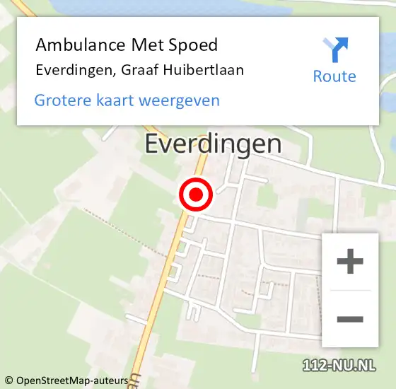 Locatie op kaart van de 112 melding: Ambulance Met Spoed Naar Everdingen, Graaf Huibertlaan op 2 mei 2018 14:08