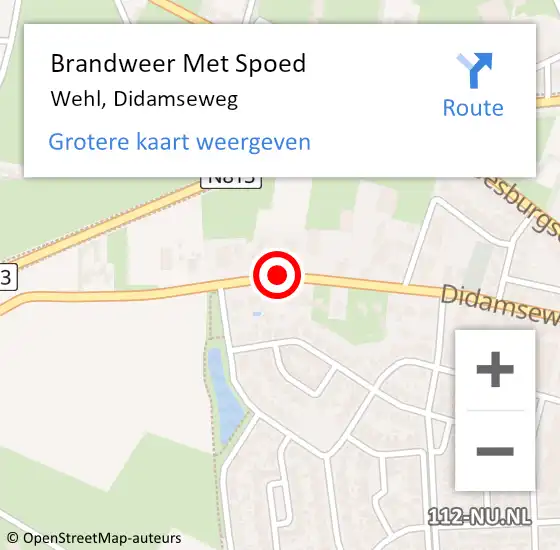 Locatie op kaart van de 112 melding: Brandweer Met Spoed Naar Wehl, Didamseweg op 2 mei 2018 14:42