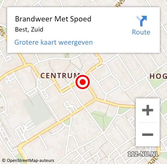 Locatie op kaart van de 112 melding: Brandweer Met Spoed Naar Best, Zuid op 2 mei 2018 14:47