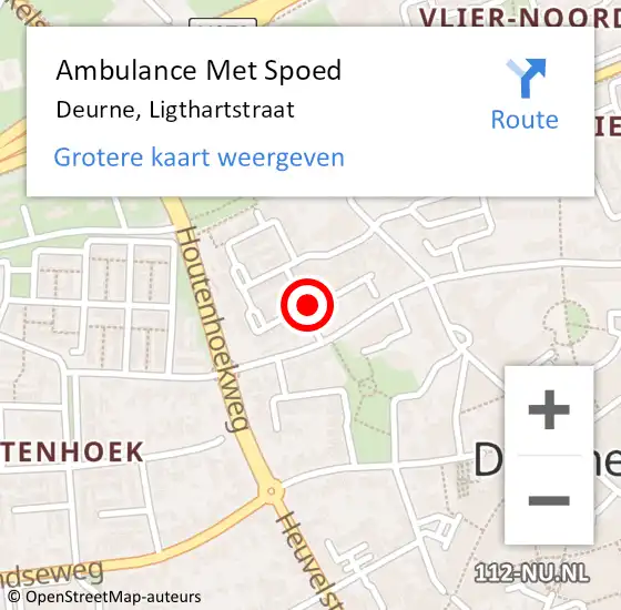 Locatie op kaart van de 112 melding: Ambulance Met Spoed Naar Deurne, Ligthartstraat op 2 mei 2018 15:06