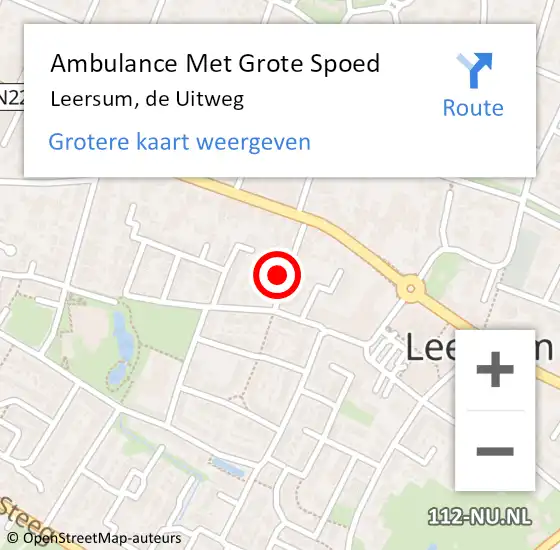 Locatie op kaart van de 112 melding: Ambulance Met Grote Spoed Naar Leersum, de Uitweg op 2 mei 2018 15:41