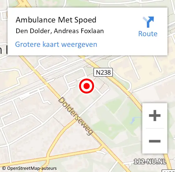 Locatie op kaart van de 112 melding: Ambulance Met Spoed Naar Den Dolder, Andreas Foxlaan op 2 mei 2018 15:59