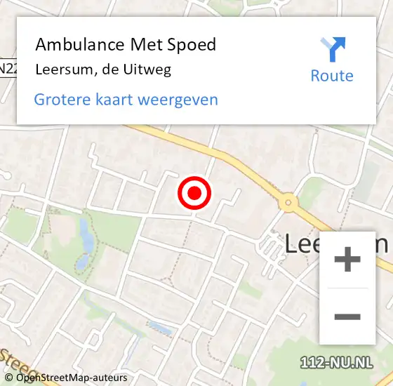 Locatie op kaart van de 112 melding: Ambulance Met Spoed Naar Leersum, de Uitweg op 2 mei 2018 16:10