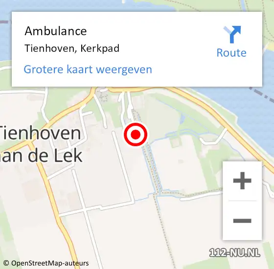 Locatie op kaart van de 112 melding: Ambulance Tienhoven, Kerkpad op 23 september 2013 13:26