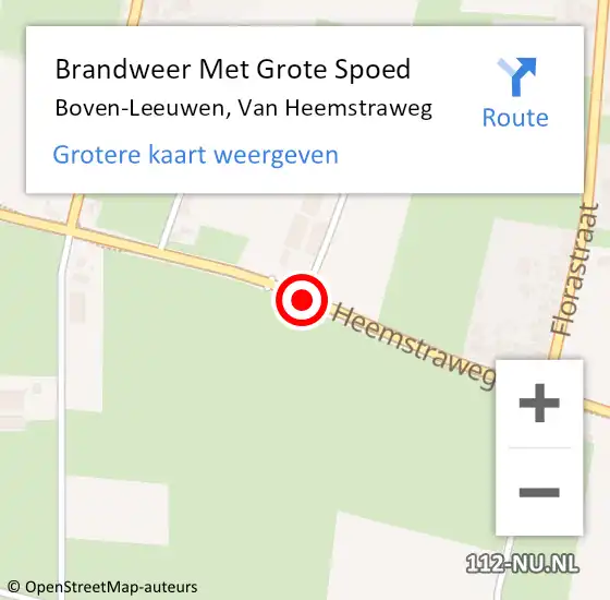 Locatie op kaart van de 112 melding: Brandweer Met Grote Spoed Naar Boven-Leeuwen, Van Heemstraweg op 2 mei 2018 16:51