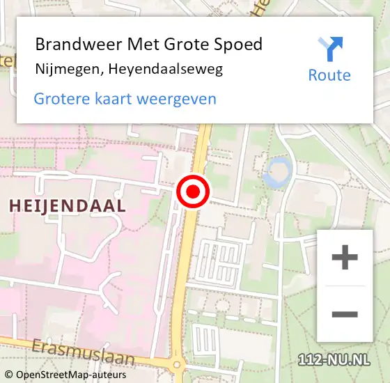 Locatie op kaart van de 112 melding: Brandweer Met Grote Spoed Naar Nijmegen, Heyendaalseweg op 2 mei 2018 16:51