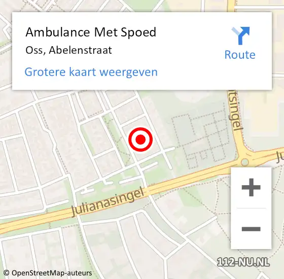 Locatie op kaart van de 112 melding: Ambulance Met Spoed Naar Oss, Abelenstraat op 2 mei 2018 16:53