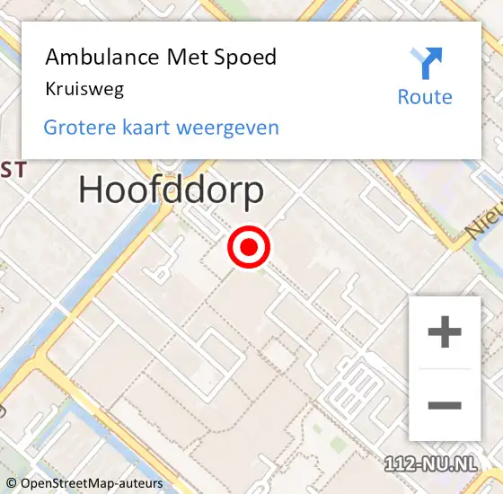 Locatie op kaart van de 112 melding: Ambulance Met Spoed Naar Kruisweg op 2 mei 2018 17:33
