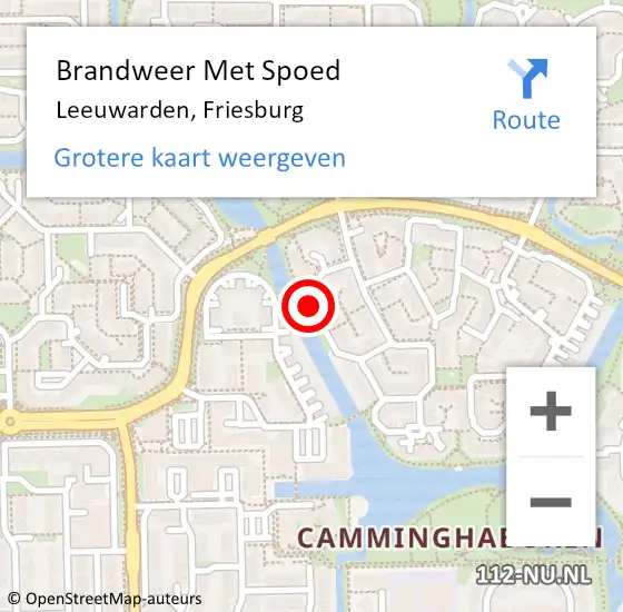 Locatie op kaart van de 112 melding: Brandweer Met Spoed Naar Leeuwarden, Friesburg op 2 mei 2018 17:34