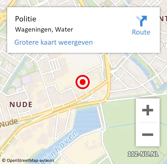 Locatie op kaart van de 112 melding: Politie Wageningen, Water op 2 mei 2018 17:37