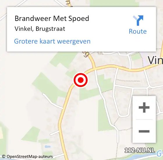 Locatie op kaart van de 112 melding: Brandweer Met Spoed Naar Vinkel, Brugstraat op 2 mei 2018 18:57