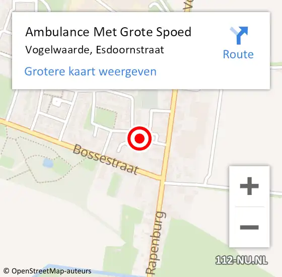 Locatie op kaart van de 112 melding: Ambulance Met Grote Spoed Naar Vogelwaarde, Esdoornstraat op 2 mei 2018 19:00