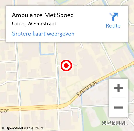 Locatie op kaart van de 112 melding: Ambulance Met Spoed Naar Uden, Weverstraat op 2 mei 2018 19:02