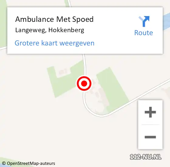 Locatie op kaart van de 112 melding: Ambulance Met Spoed Naar Langeweg, Hokkenberg op 24 februari 2014 05:35