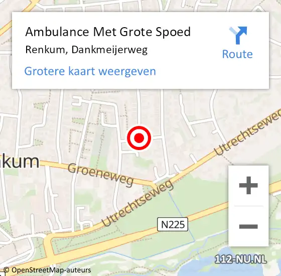 Locatie op kaart van de 112 melding: Ambulance Met Grote Spoed Naar Renkum, Dankmeijerweg op 2 mei 2018 20:01