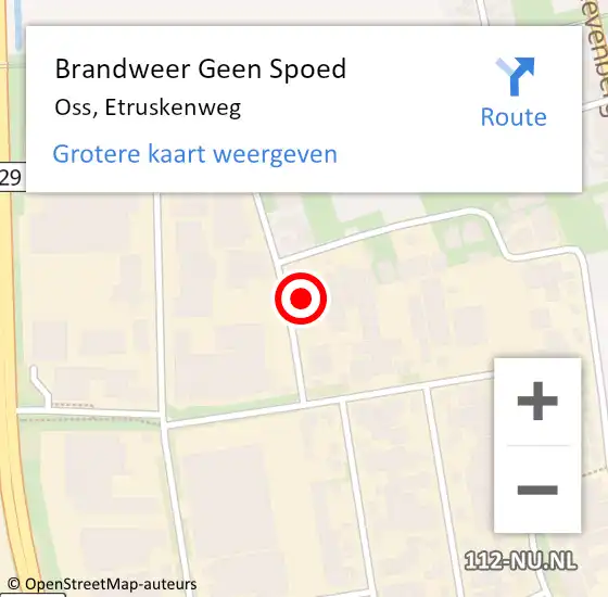 Locatie op kaart van de 112 melding: Brandweer Geen Spoed Naar Oss, Etruskenweg op 2 mei 2018 20:13